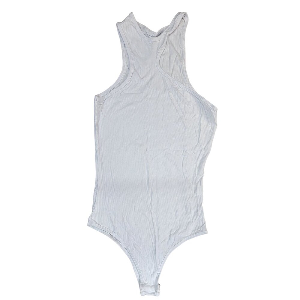 Bodysuit Racerback Sleeveless Tank White Ribbed Womens Medium New in Bag